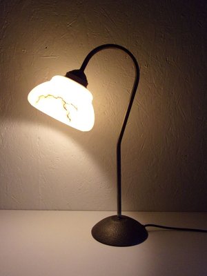 Art Deco Table Lamp In Patinated Metal-SHD-773442