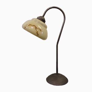 Art Deco Table Lamp In Patinated Metal-SHD-773442