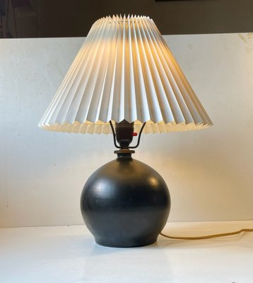 Art Deco Table Lamp in Satin Black Ceramic from Aluminia, 1920s-LCR-1260985