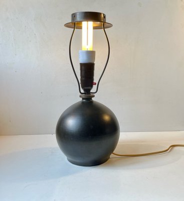 Art Deco Table Lamp in Satin Black Ceramic from Aluminia, 1920s-LCR-1260985