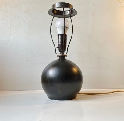 Art Deco Table Lamp in Satin Black Ceramic from Aluminia, 1920s-LCR-1260985