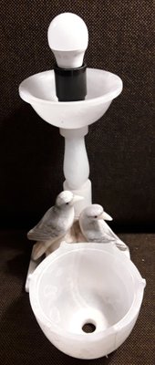 Art Deco Table Lamp in White Alabaster & Marble, 1930s-HOI-1194116