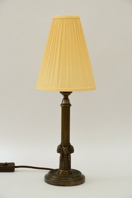 Art Deco Table Lamp with Capricorn Head & Fabric Shade, Vienna, 1920s-SPD-1723213