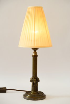 Art Deco Table Lamp with Capricorn Head & Fabric Shade, Vienna, 1920s-SPD-1723213