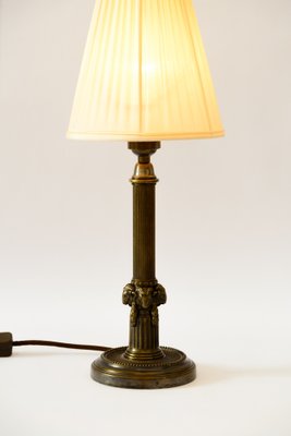 Art Deco Table Lamp with Capricorn Head & Fabric Shade, Vienna, 1920s-SPD-1723213