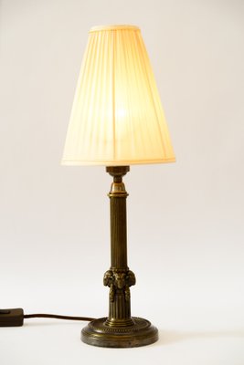 Art Deco Table Lamp with Capricorn Head & Fabric Shade, Vienna, 1920s-SPD-1723213