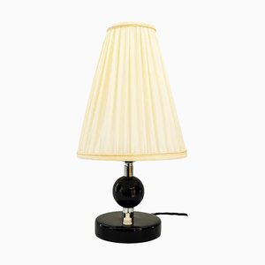 Art Deco Table Lamp with Fabric Shade and Wood Base, 1920s-SPD-1229085