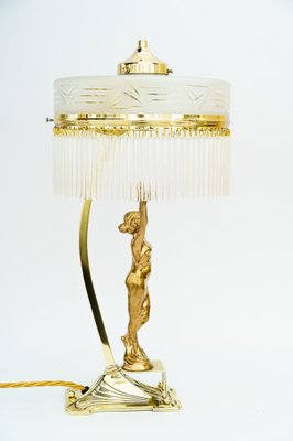 Art Deco Table Lamp with Tin Figurine and Glass Shade, Vienna, Austria, 1920s-SPD-1766193