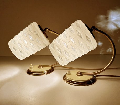 Art Deco Table Lamps in Brass and Glass, Set of 2-GUT-2036705