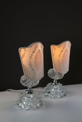 Art Deco Table Lamps in Rostrato Murano Glass attributed to Ercole Barovier for Barovier & Toso, 1940s, Set of 2-ASK-1793194