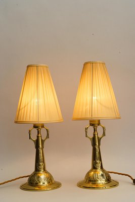 Art Deco Table Lamps with Fabric Shades, 1920s, Set of 2-SPD-1723933