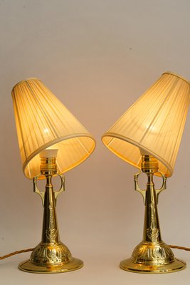 Art Deco Table Lamps with Fabric Shades, 1920s, Set of 2-SPD-1723933