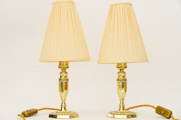 Art Deco Table Lamps with Fabric Shades, Vienna, Austria, 1920s, Set of 2-SPD-1794209