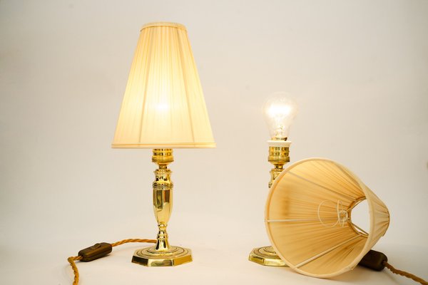 Art Deco Table Lamps with Fabric Shades, Vienna, Austria, 1920s, Set of 2-SPD-1794209