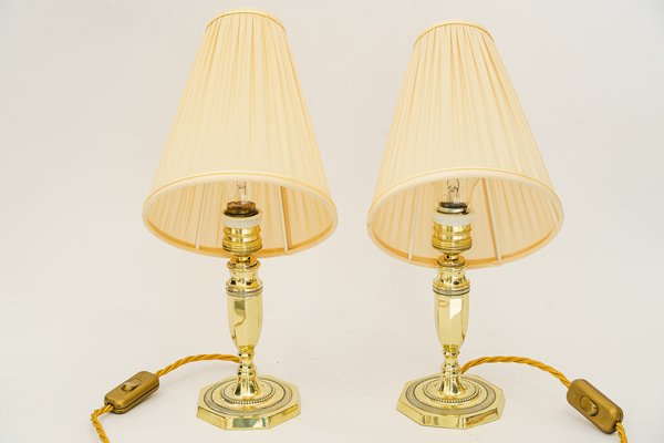 Art Deco Table Lamps with Fabric Shades, Vienna, Austria, 1920s, Set of 2-SPD-1794209