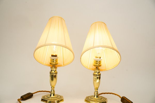 Art Deco Table Lamps with Fabric Shades, Vienna, Austria, 1920s, Set of 2-SPD-1794209