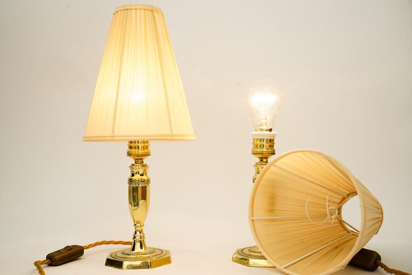 Art Deco Table Lamps with Fabric Shades, Vienna, Austria, 1920s, Set of 2-SPD-1794209