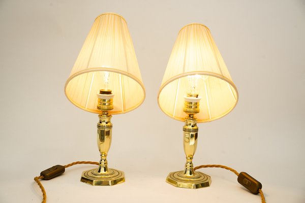 Art Deco Table Lamps with Fabric Shades, Vienna, Austria, 1920s, Set of 2-SPD-1794209