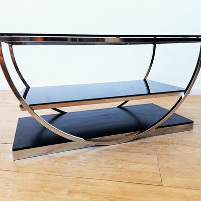 Art Deco Table with Black Glass Tops, 1940s-WK-2016106