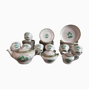 Art Deco Tea and Dessert Set in Porcelain with Palm Tree Decoration from Rouard, Set of 47-WSV-1311495