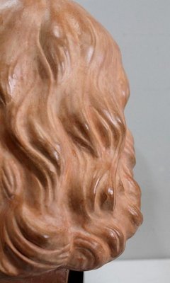 Art Deco Terracotta Bust of a Young Girl by J.C. Guéro, Early 20th Century-RVK-872708