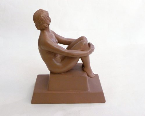 Art Deco Terracotta Sculpture of a Nude Bathing Woman, 1920s-RNR-2021500