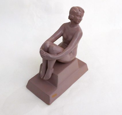 Art Deco Terracotta Sculpture of a Nude Bathing Woman, 1920s-RNR-2021500