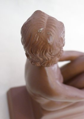 Art Deco Terracotta Sculpture of a Nude Bathing Woman, 1920s-RNR-2021500