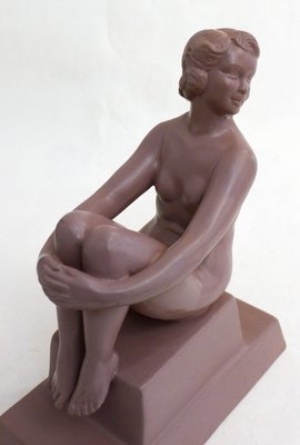 Art Deco Terracotta Sculpture of a Nude Bathing Woman, 1920s-RNR-2021500