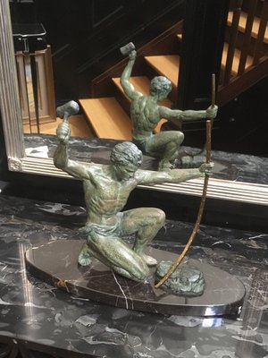 Art Deco The Blacksmith Sculpture by G. Hervor-LXP-644444