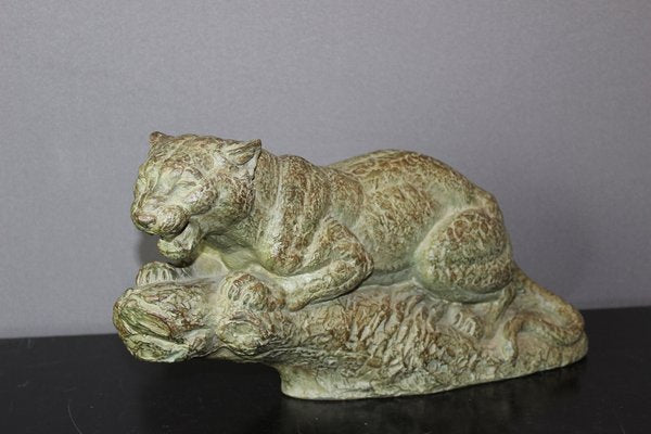 Art Deco Tiger in Terracotta by Henri Bargas, 1930s-BCR-1402798