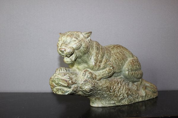 Art Deco Tiger in Terracotta by Henri Bargas, 1930s-BCR-1402798