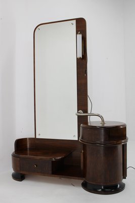 Art Deco Toilet Cabinet with Mirror in Walnut, Czechoslovakia, 1930s-TZ-1759682