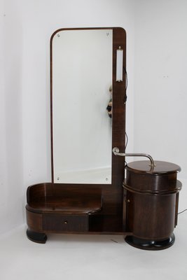 Art Deco Toilet Cabinet with Mirror in Walnut, Czechoslovakia, 1930s-TZ-1759682