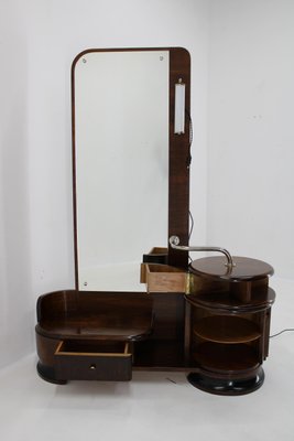 Art Deco Toilet Cabinet with Mirror in Walnut, Czechoslovakia, 1930s-TZ-1759682