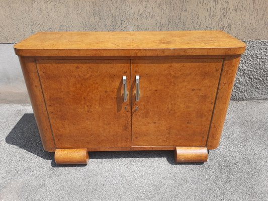 Art Deco Tuia Root with Chrome and Brass Handles Como Chest of Drawers, 1930s-OHK-1075416