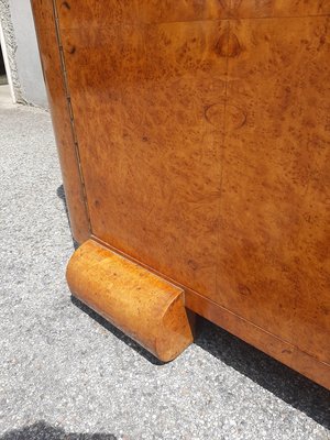 Art Deco Tuia Root with Chrome and Brass Handles Como Chest of Drawers, 1930s-OHK-1075416