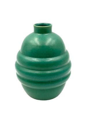 Art Deco Turquoise Faience Vase, France, 1940s-TXN-1276680