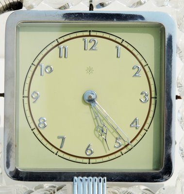 Art Deco Twisted Murano Glass Torchon Table Clock from Venini, 1930s-KGD-924308