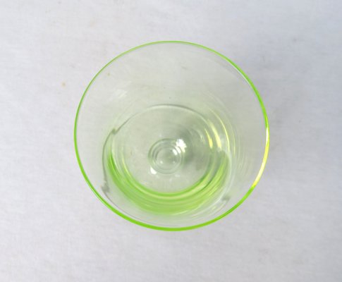 Art Deco Uranium Glass Liqueur Glasses, 1920s, Set of 6-EY-1445268