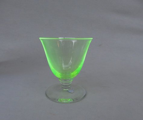 Art Deco Uranium Glass Liqueur Glasses, 1920s, Set of 6-EY-1445268