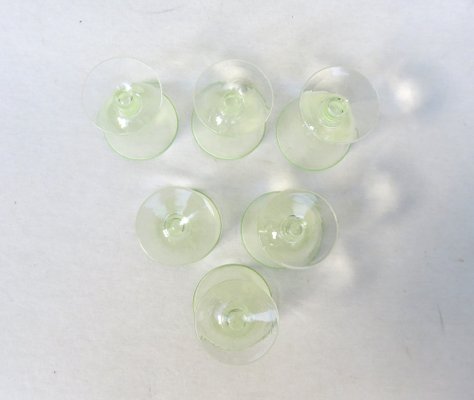 Art Deco Uranium Glass Liqueur Glasses, 1920s, Set of 6-EY-1445268