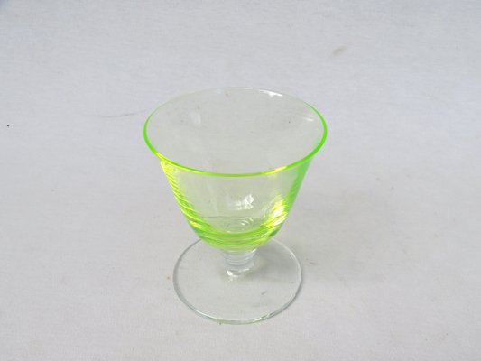 Art Deco Uranium Glass Liqueur Glasses, 1920s, Set of 6-EY-1445268