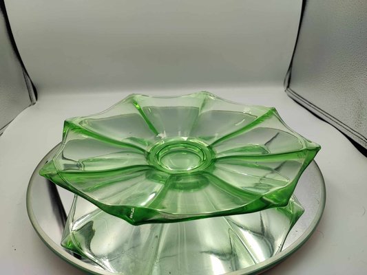 Art Deco Uranium Glass Platter from Niemen Glassworks-CAQ-962630