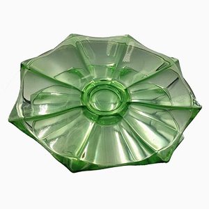 Art Deco Uranium Glass Platter from Niemen Glassworks-CAQ-962630