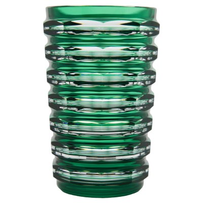 Art Deco Vase in Green Crystal from Val Saint Lambert, 1950s-MJY-1389201