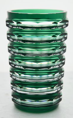 Art Deco Vase in Green Crystal from Val Saint Lambert, 1950s-MJY-1389201