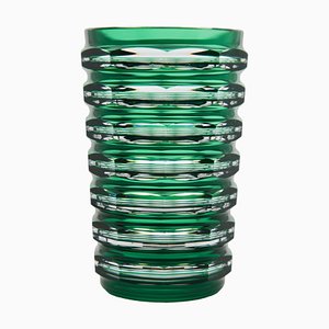 Art Deco Vase in Green Crystal from Val Saint Lambert, 1950s-MJY-1389201