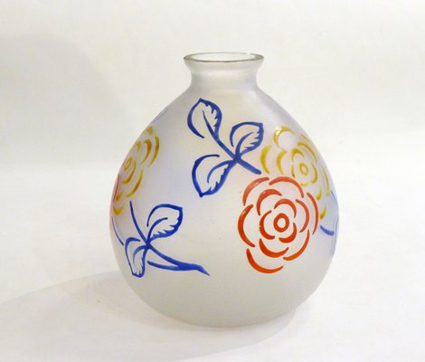 Art Deco Vase with Floral Decor, 1930s-RNR-1314665