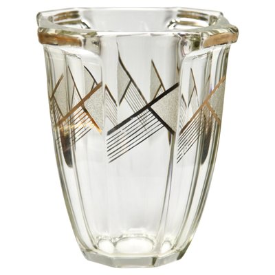 Art Deco Vase with Geometric Gold Painted Design from Moser & Söhne Karlsbad-MJY-1150404